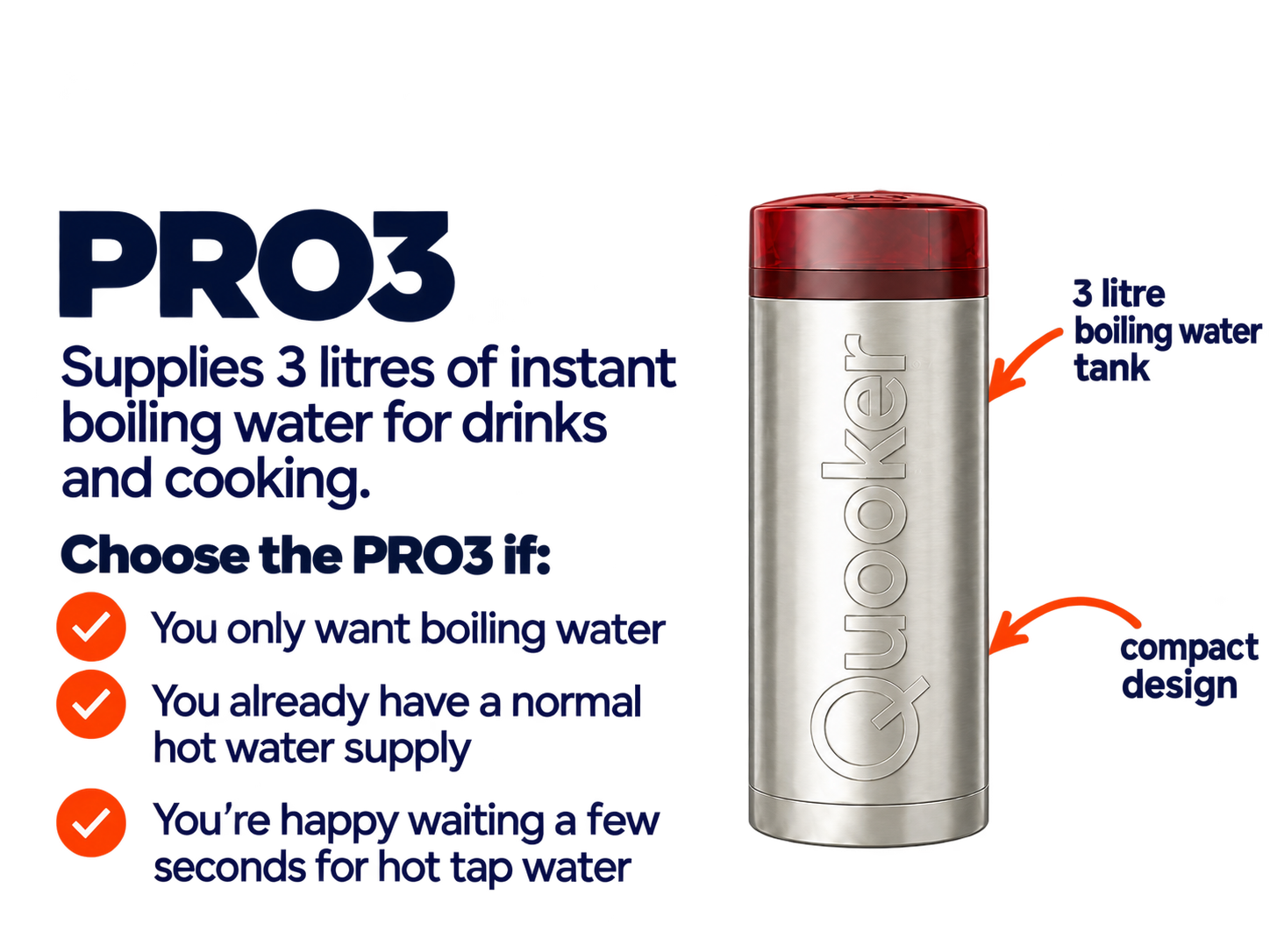 Quooker PRO3 3 litre boiling water tank
