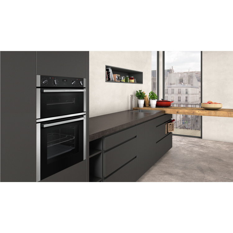 GRADE A2 - Neff U1ACI5HN0B N50 7 Function Built-in Double Oven With Catalytic Cleaning - Stainless Steel