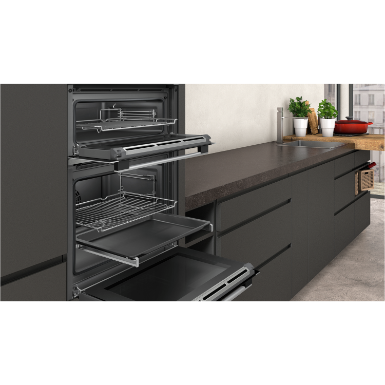 GRADE A2 - NEFF U2ACM7HN0B N50 8 Function Electric Built In Double Oven - Stainless Steel