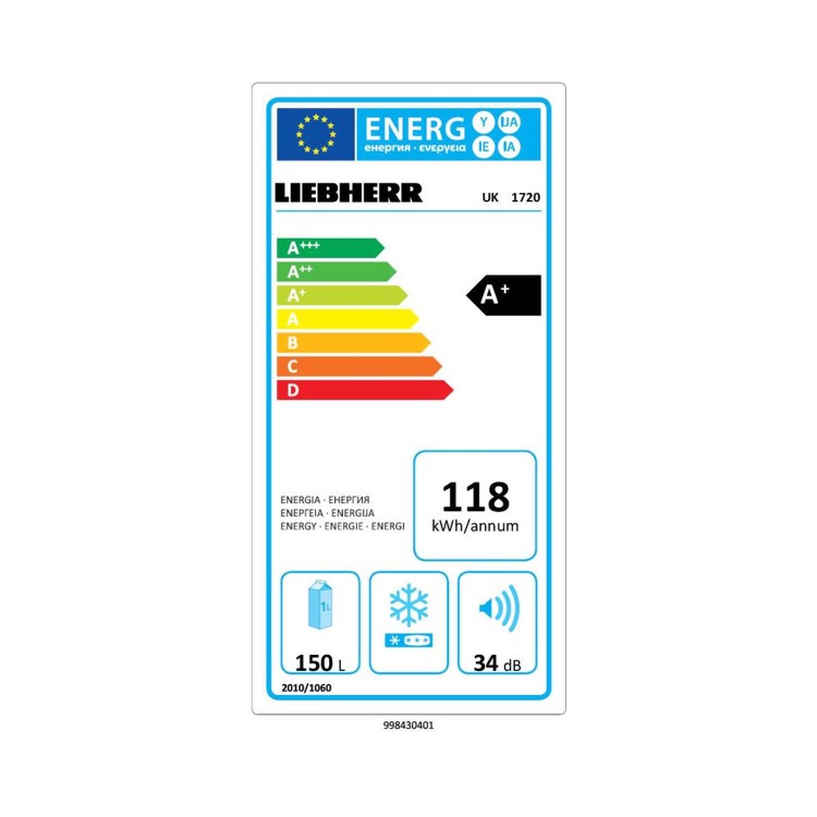 Liebherr UK1720 Integrated Under Counter Fridge for use with a Decor Panel