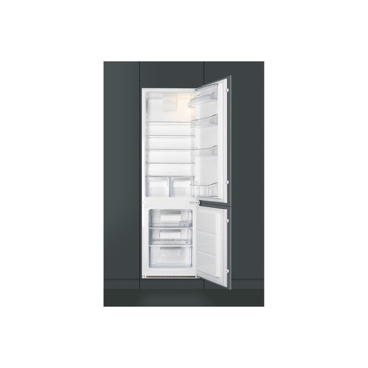 Smeg UKC7280FP 54cm Wide 70-30 Integrated Upright In-column Fridge Freezer - White