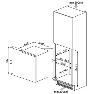 Smeg UKS3F092P Cucina In-Column Integrated Freezer