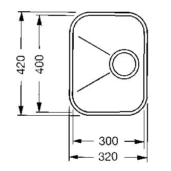 GRADE A1 - Smeg UM30 Alba Underslung sink bowl width 300mm