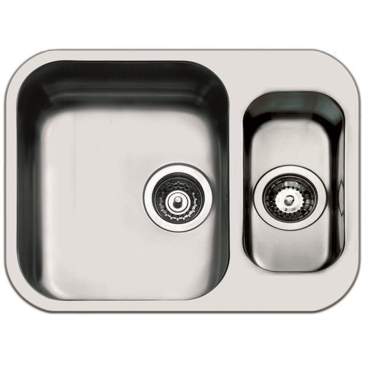 1.5 Bowl Chrome Stainless Steel Kitchen Sink - Smeg Alba