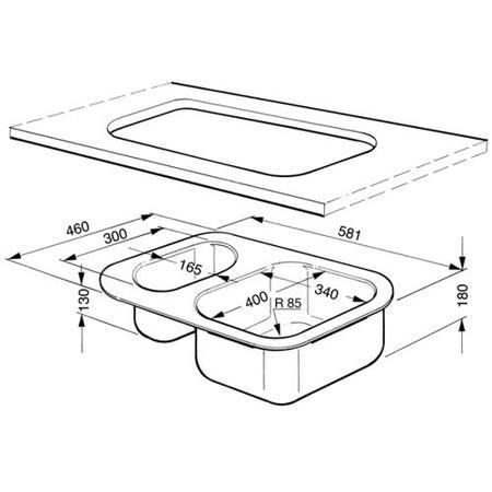 1.5 Bowl Chrome Stainless Steel Kitchen Sink - Smeg Alba