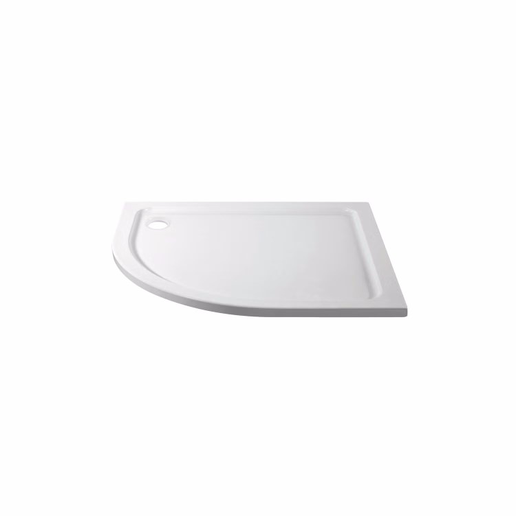 1000x800mm Left Hand Offset Quadrant Shower Tray 45mm - White Acrylic Stone Resin - Pearl