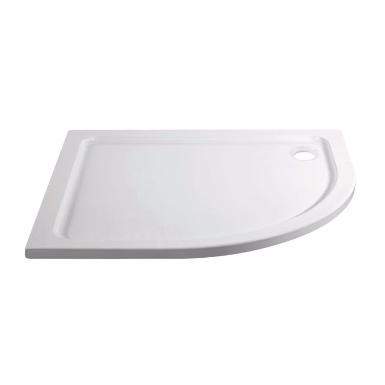 1000x800mm White Acrylic Capped Stone Resin Right Hand Offset Quadrant Shower Tray 45mm - Pearl