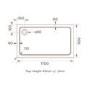 1700x900mm Rectangular Shower Tray – Low Profile 45mm – Stone Resin – White – Pearl