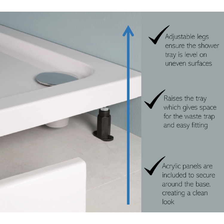 95mm High Riser Kit Pack for 1000x1000mm Quadrant Shower Tray - White