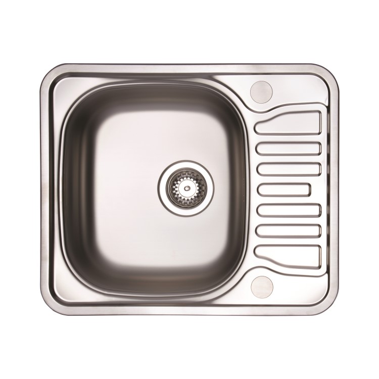 Single Bowl Compact Inset Chrome Stainless Steel Kitchen Sink with Reversible Drainer - Essence