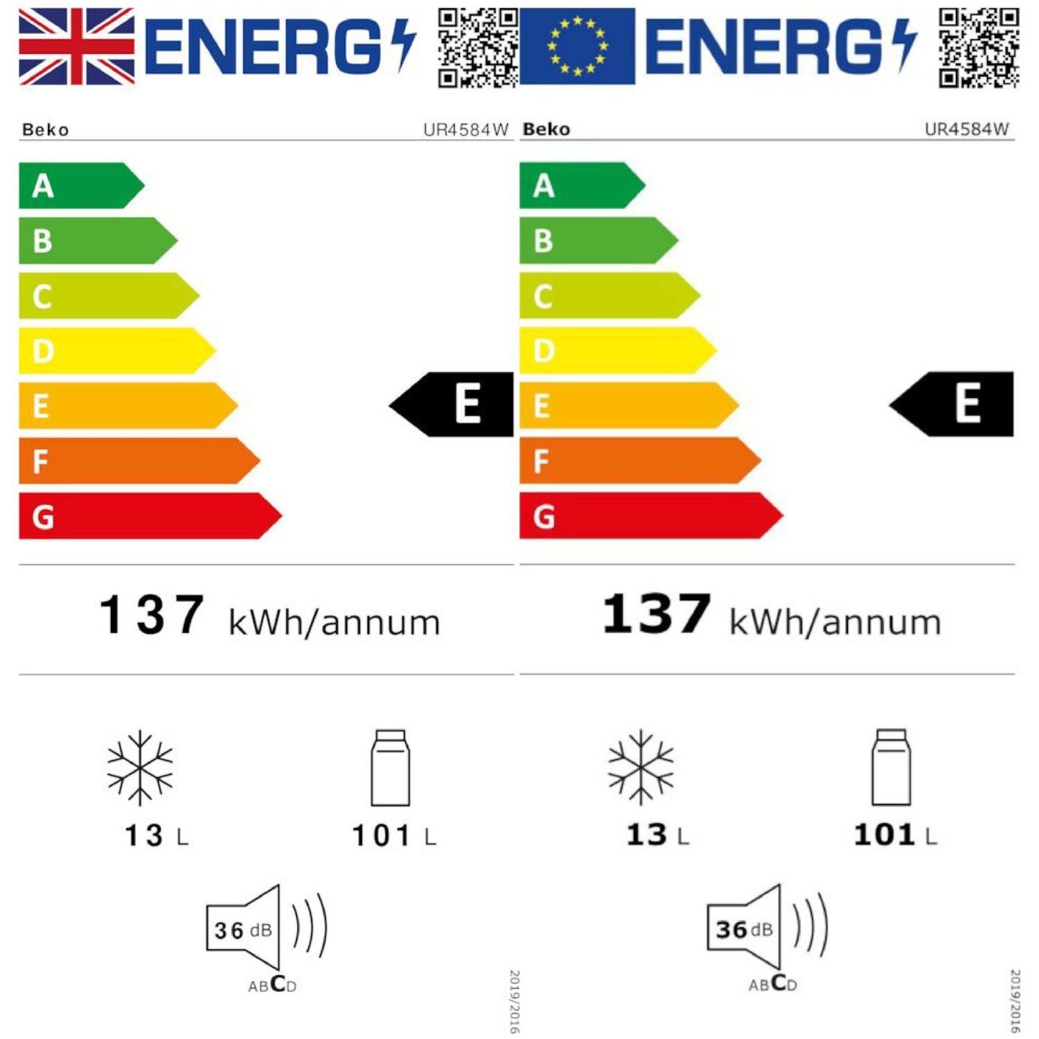 Beko 156 Litre Under Counter Freestanding Fridge - White Beko 156 Litre Under Counter Freestanding Fridge - White