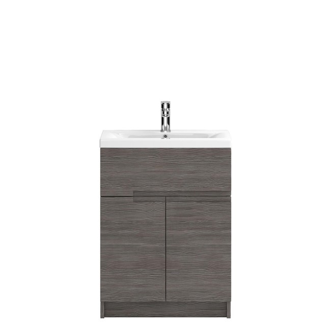 Hudson Reed Grey Floor Standing Bathroom Cabinet & Basin - W605 x H828mm