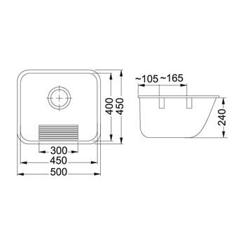 Franke UTX610 Utility 50 Single Bowl Stainless Steel Sink