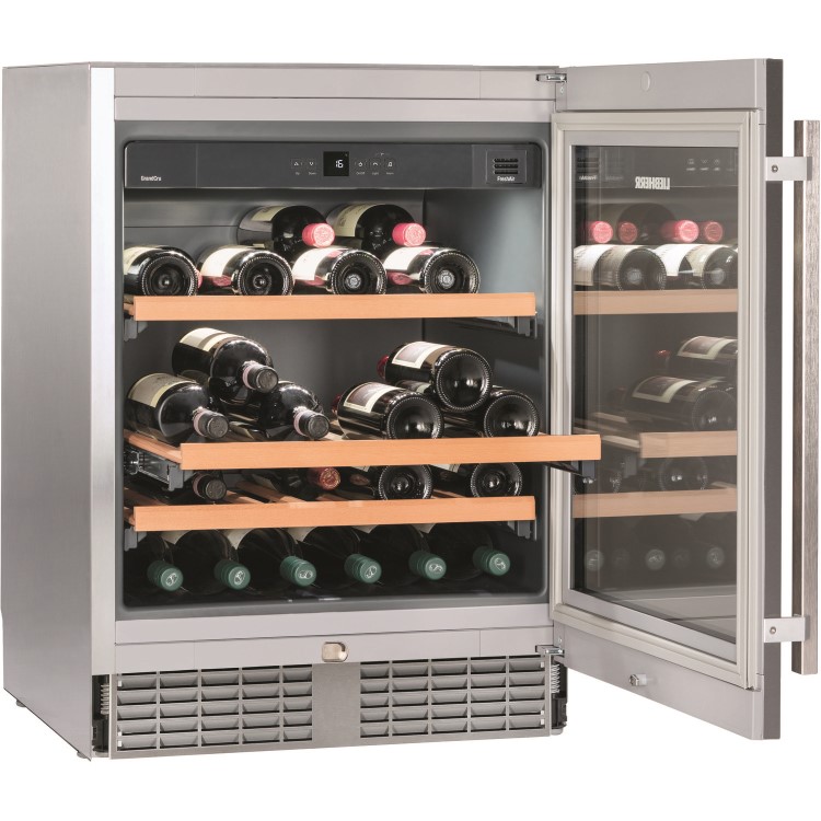 Liebherr 46 Bottle Capacity Single Zone Built Under Single Temperature Wine Cabinet With Glass Door  - Smart Steel