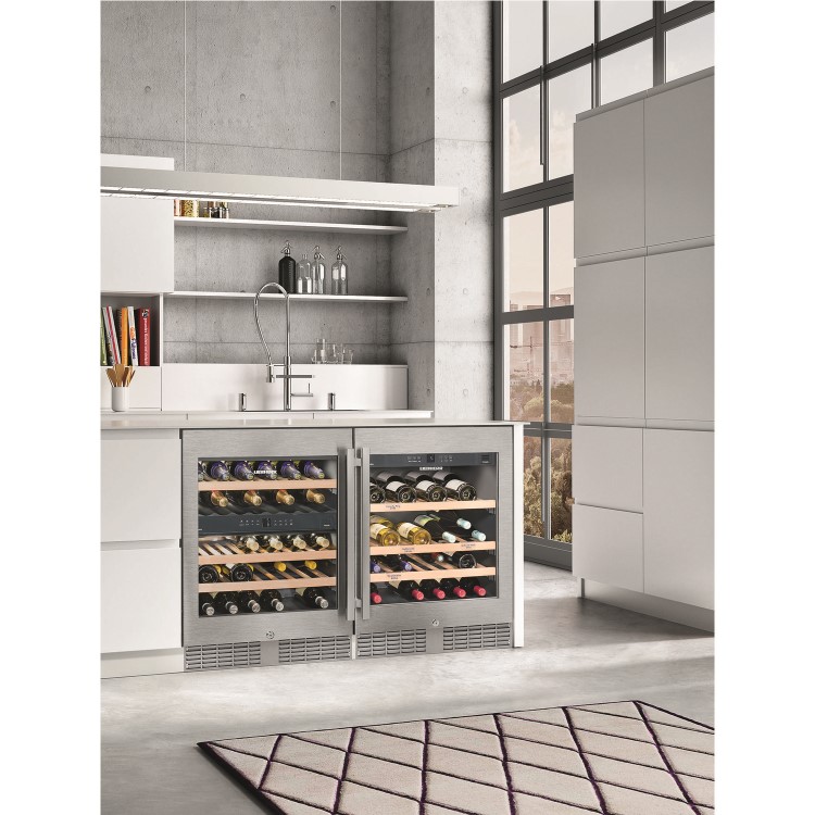 Liebherr 46 Bottle Capacity Single Zone Built Under Single Temperature Wine Cabinet With Glass Door  - Smart Steel