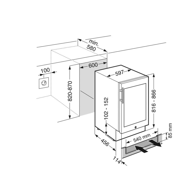 Liebherr 46 Bottle Capacity Single Zone Built Under Single Temperature Wine Cabinet With Glass Door  - Smart Steel