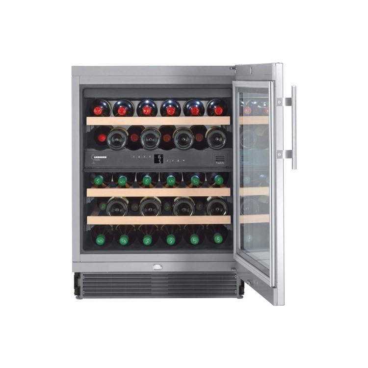 Liebherr 34 Bottle Capacity Dual Zone Under Worktop Wine Storage Cabinet- Stainless Steel