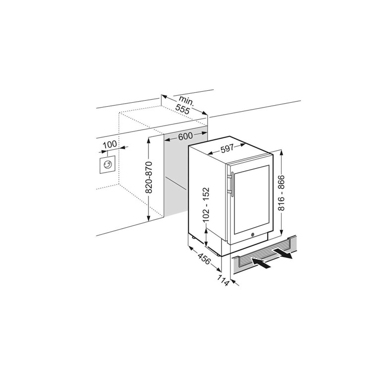Liebherr 34 Bottle Capacity Dual Zone Under Worktop Wine Storage Cabinet- Stainless Steel