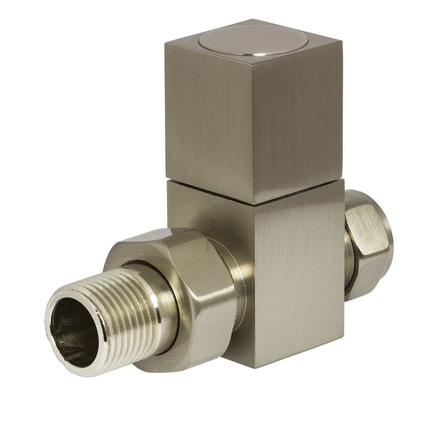 Square Straight Radiator Valves Brushed Nickel- For Pipework Which Comes From The Floor