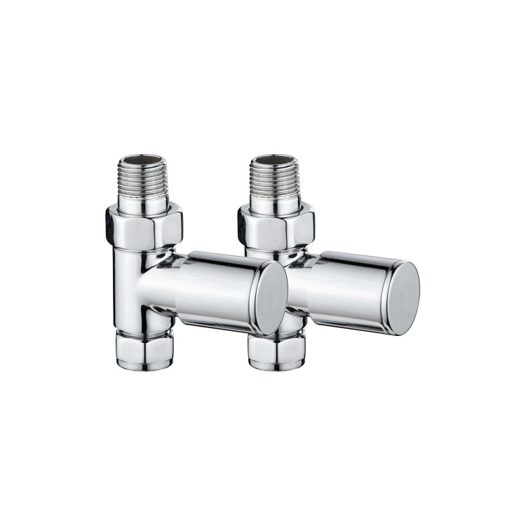 Round Straight Radiator Valves Chrome