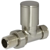 GRADE A1 - Round Straight Radiator Valves Brushed Nickel