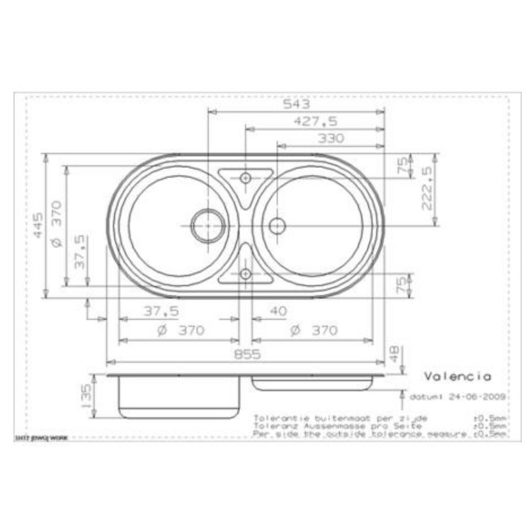 Single Bowl Chrome Stainless Steel Kitchen Sink - Reginox Valencia