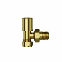 ALMOST PERFECT - Brushed Brass Round Angled Radiator Valves - Tundra - For Pipework Which Comes From The Wall