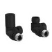 Black Round Manual Corner Radiator Valves with Lock Shield