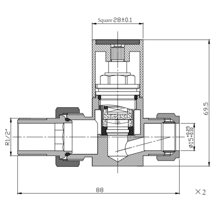 Gunmetal Grey Square Manual Straight Radiator Valves – For Pipework Which Comes From The Floor