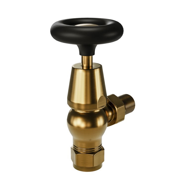 Brass & Black Traditional Angled Radiator Valves - Regent