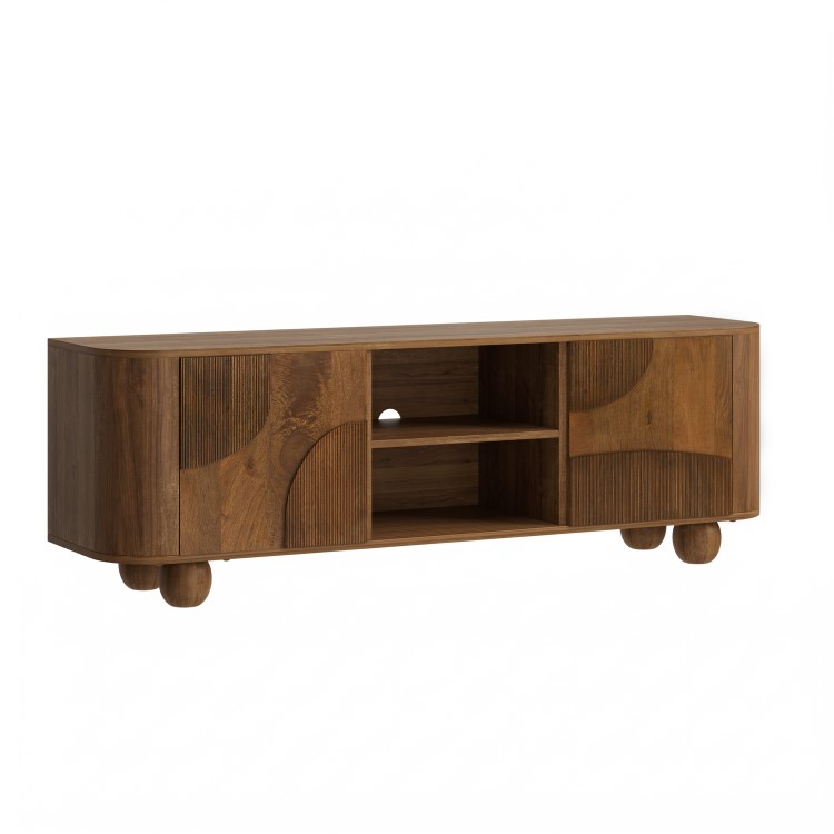 Large Mango Wood TV Stand with Storage - TV's up to 70" - Ivan
