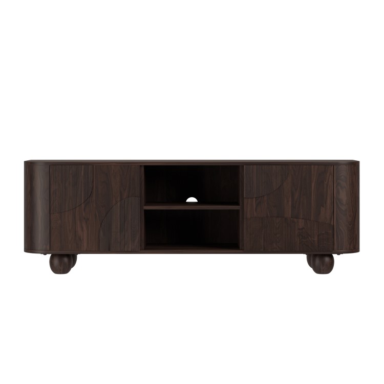 Large Dark Mango Wood TV Stand with Storage - TV's up to 70" - Ivan