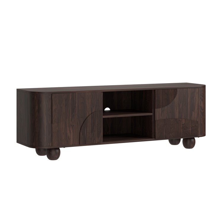 Large Dark Mango Wood TV Stand with Storage - TV's up to 70" - Ivan