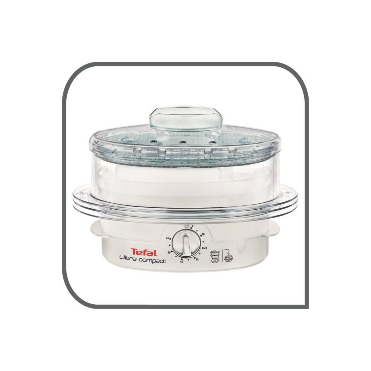 GRADE A1 - Tefal VC100665 Ultracompact 3 Tier Steamer - White