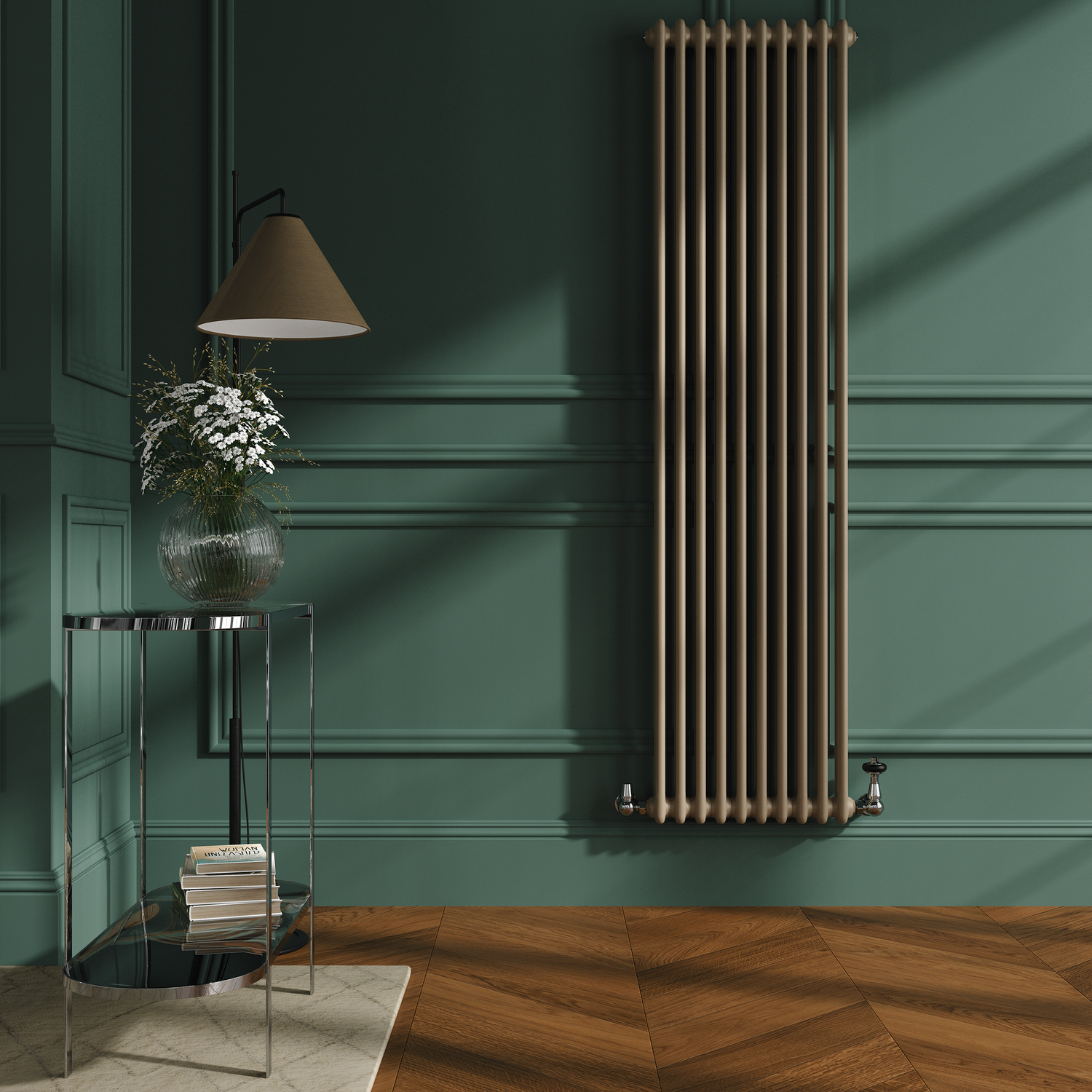 Beige Vertical Double Column Traditional Radiator 1800x470mm 4399 BTU Cast Iron Style