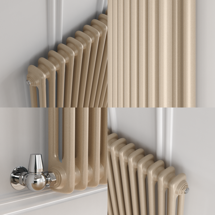Reggio Cleopatra Vertical Double Column Traditional Radiator 1800x470mm 4399 BTU - Cast Iron Style