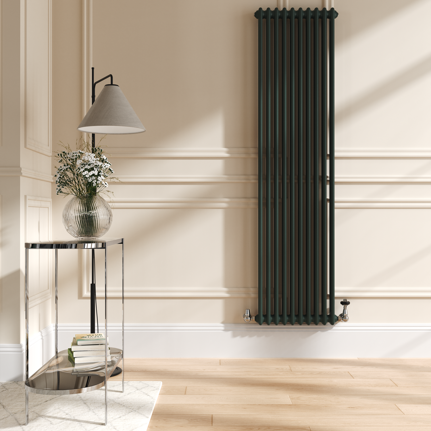 Reggio Evergreen Vertical Double Column Traditional Radiator 1800X470mm 4399 Btu Cast Iron Style VCD10-1800-EGCT