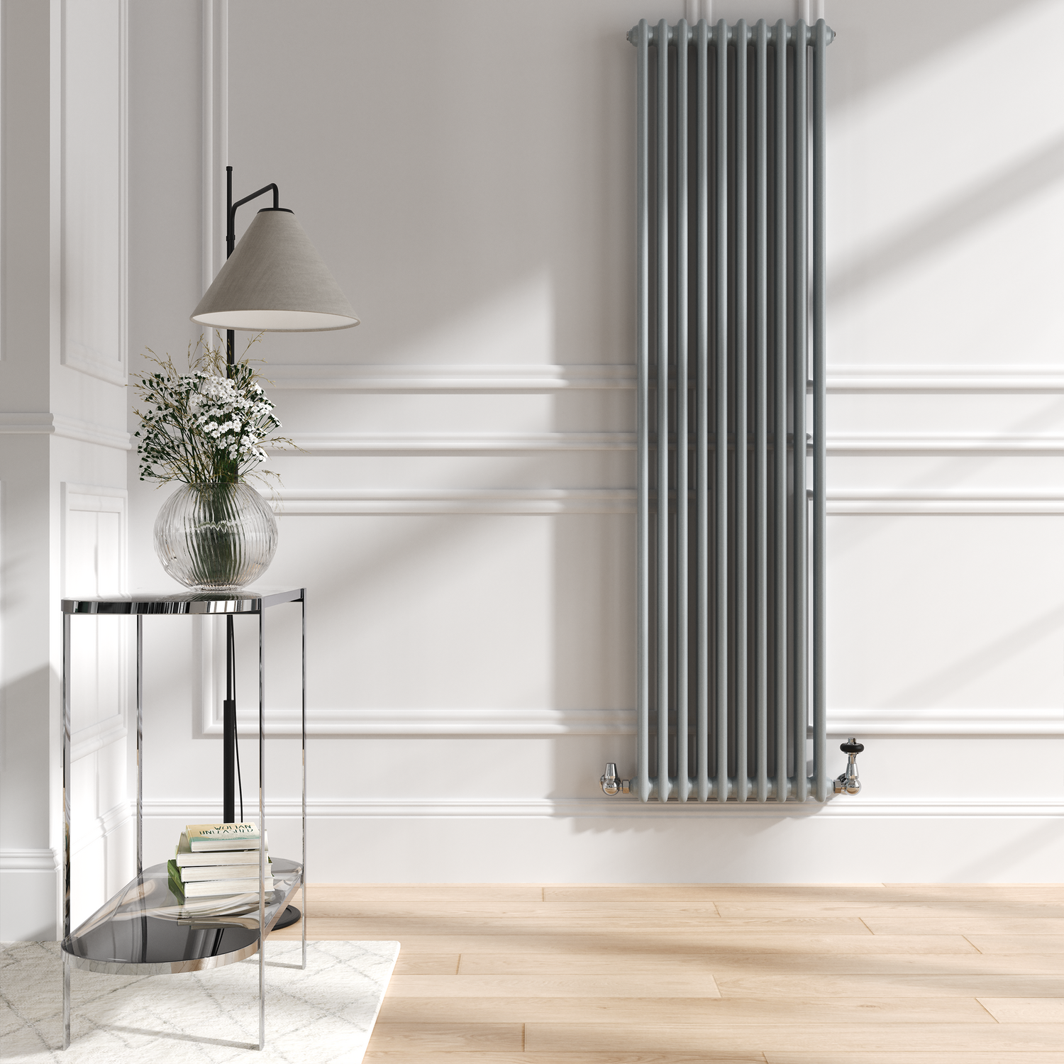 Reggio Salt & Pepper Vertical Double Column Traditional Radiator 1800X470mm 4399 Btu Cast Iron Style VCD10-1800-SPCT