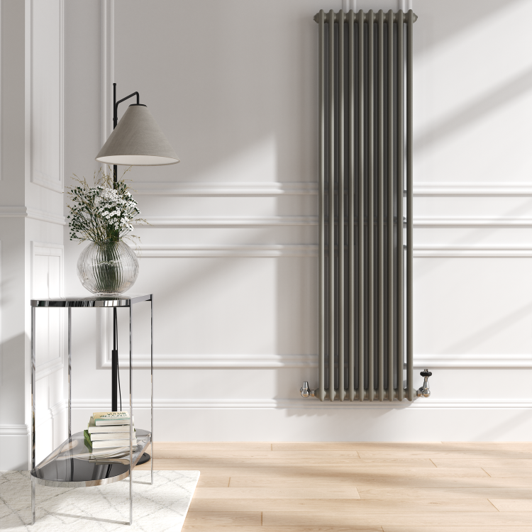 Reggio Smoked Stone Vertical Double Column Traditional Radiator 1800x470mm 4399 BTU - Cast Iron Style