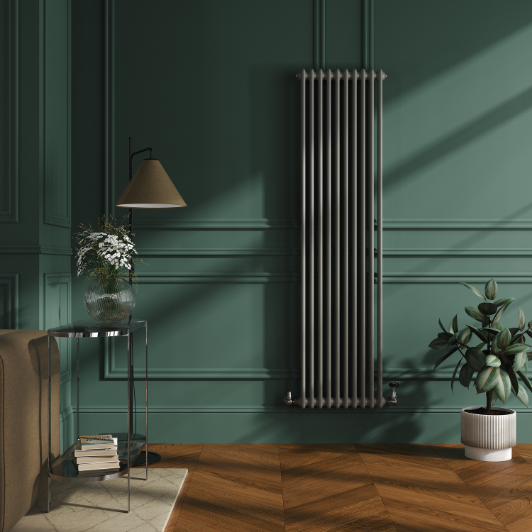 Reggio Smoked Stone Vertical Double Column Traditional Radiator 1800x470mm 4399 BTU - Cast Iron Style