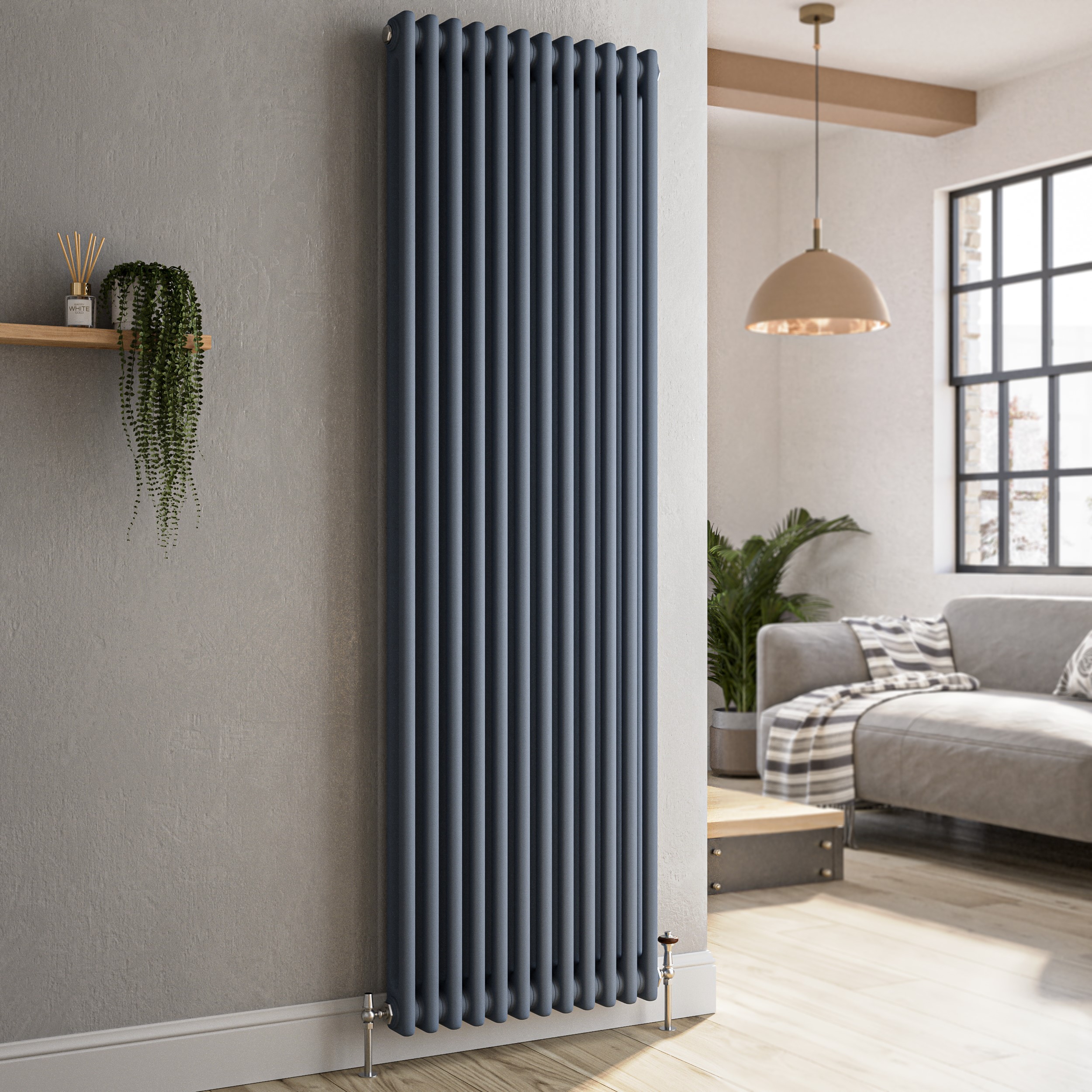 Reggio  Vertical Double Column Traditional Radiator 1800X560mm 5279 Btu Cast Iron Style VCD12-1800-DGCT