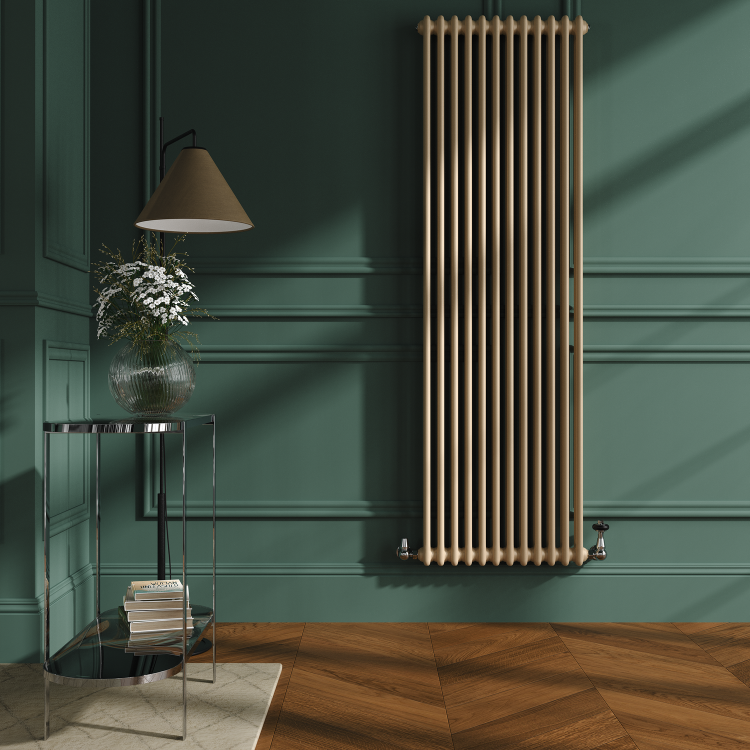 Reggio Elk brown Vertical Double Column Traditional Radiator 1800x560mm 5279 BTU - Cast Iron Style