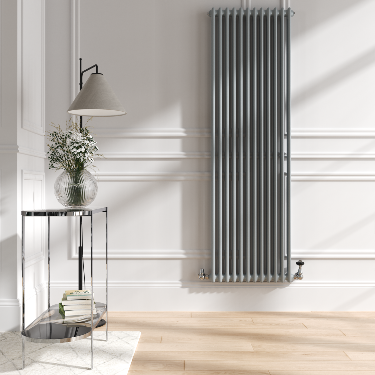 Reggio Salt & Pepper Vertical Double Column Traditional Radiator 1800x560mm 5279 BTU - Cast Iron Style