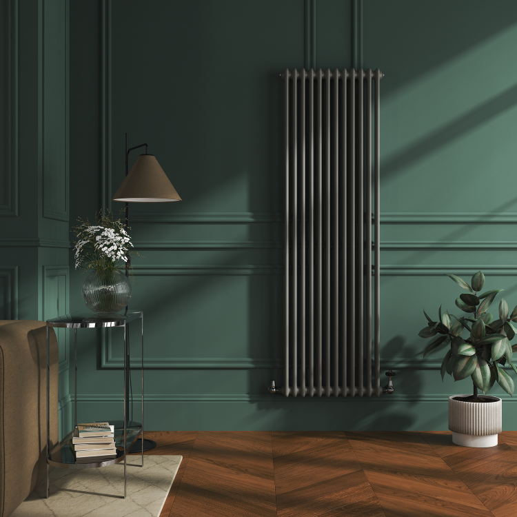 Reggio Smoked Stone Vertical Double Column Traditional Radiator 1800x560mm 5279 BTU - Cast Iron Style