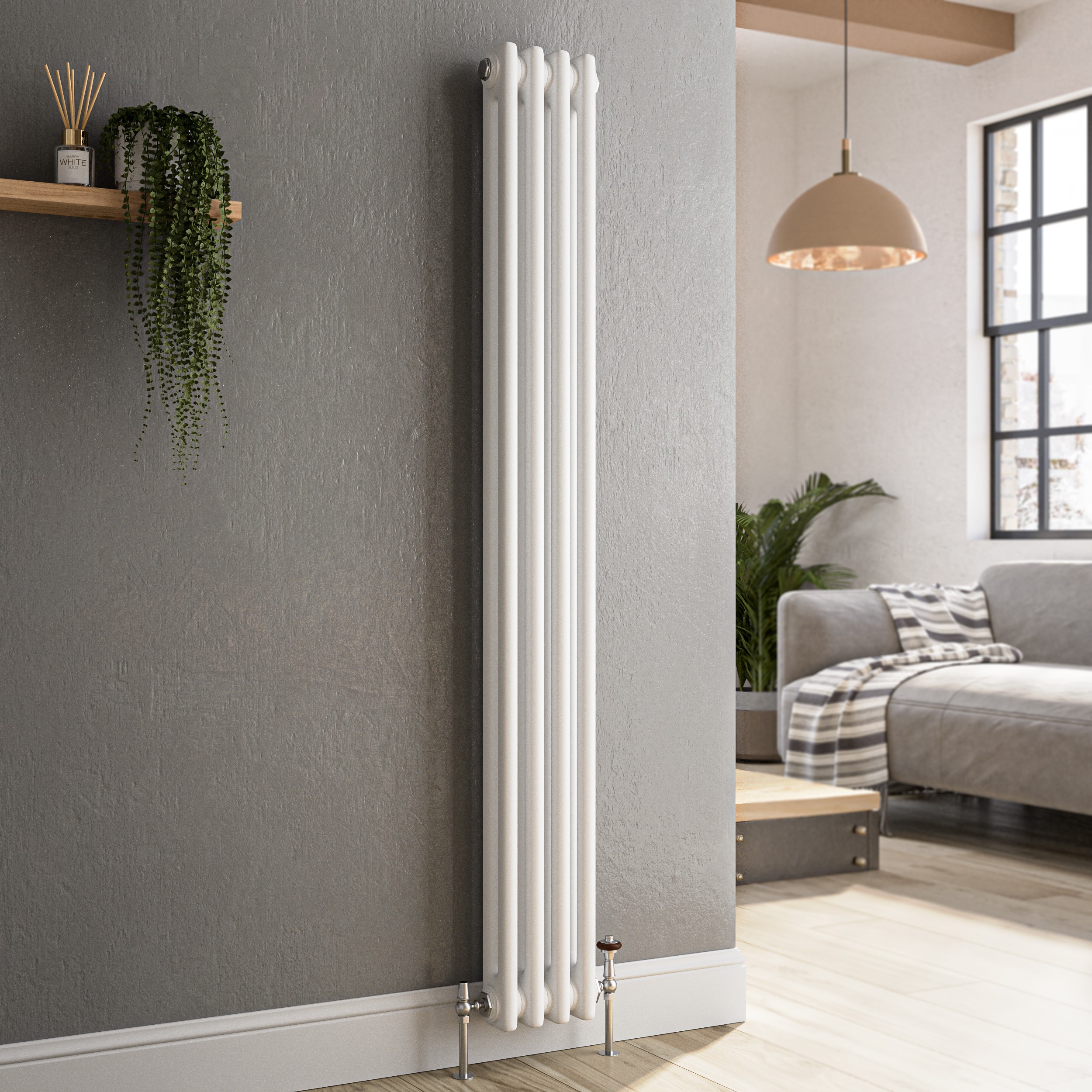 Reggio  Vertical Column Radiator Traditional Designer Range Various Sizes VCD4-1500-WCT