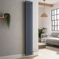 Reggio Anthracite Vertical Double Column Traditional Radiator 1800x290mm 2639 BTU - Cast Iron Style Reggio Anthracite Vertical Double Column Traditional Radiator 1800x290mm 2639 BTU - Cast Iron Style