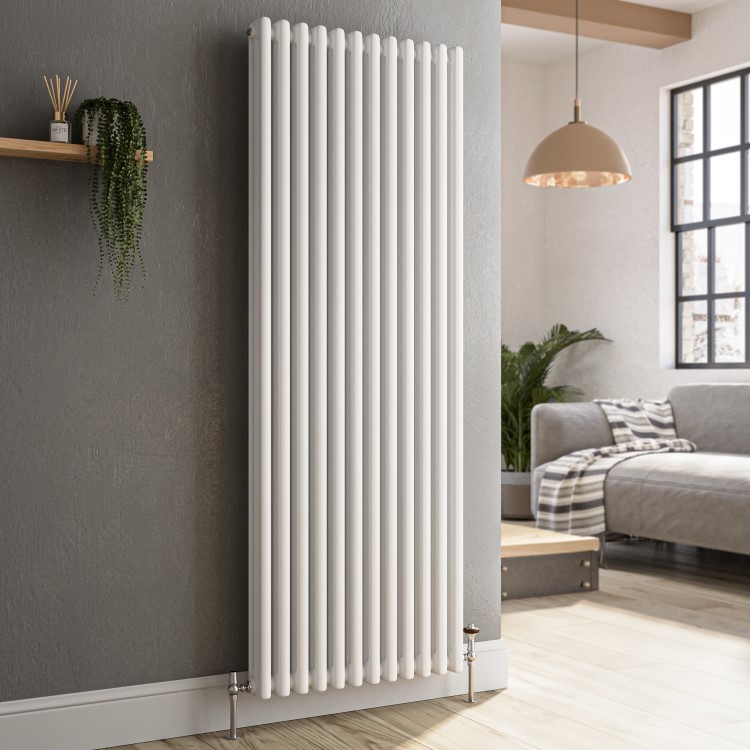 GRADE A1 - Reggio White Vertical Triple Column Traditional Radiator 1500x560mm 5626 BTU - Cast Iron Style