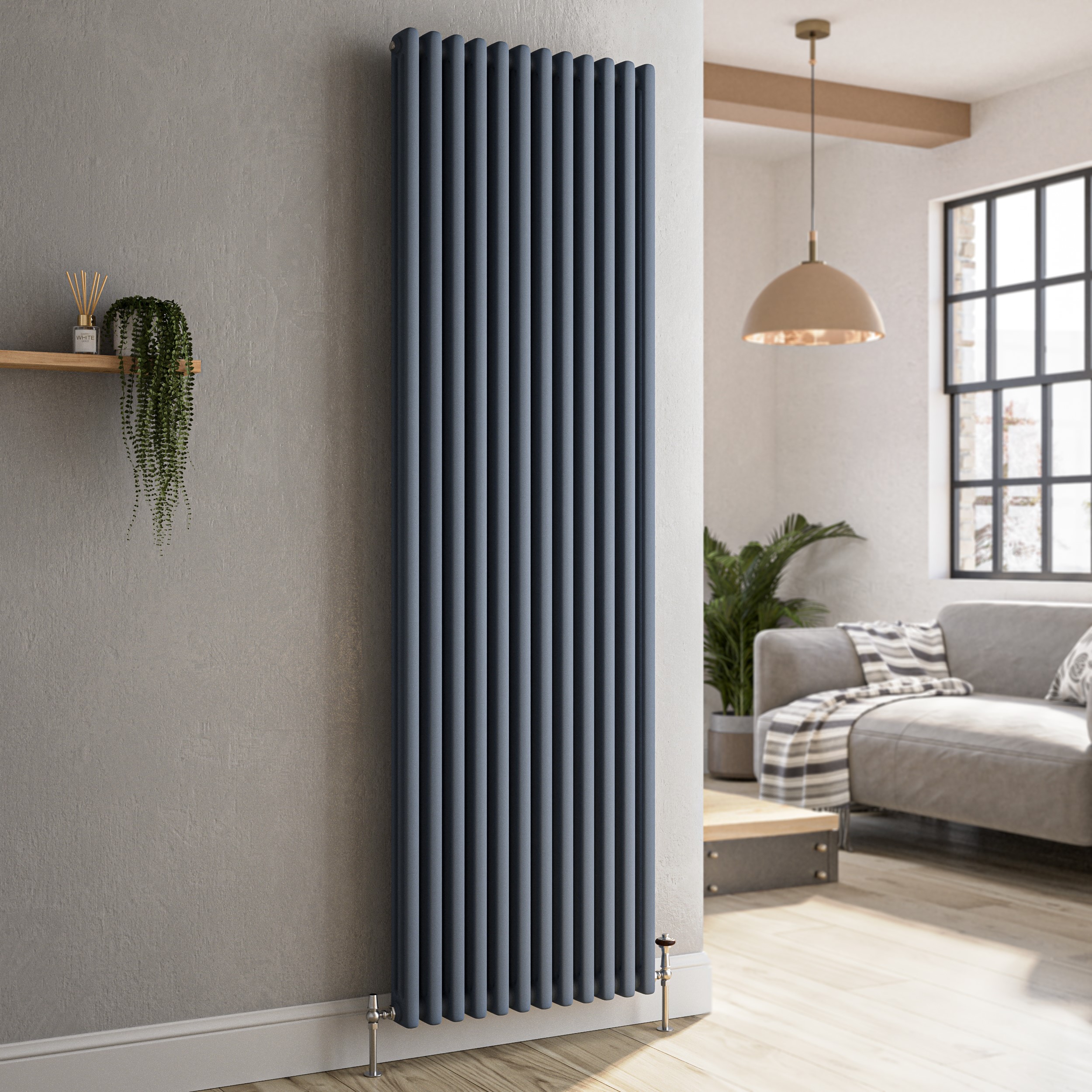Reggio  Vertical Triple Column Traditional Radiator 1800X560mm 6654 Btu Cast Iron Style VCT12-1800-DGCT
