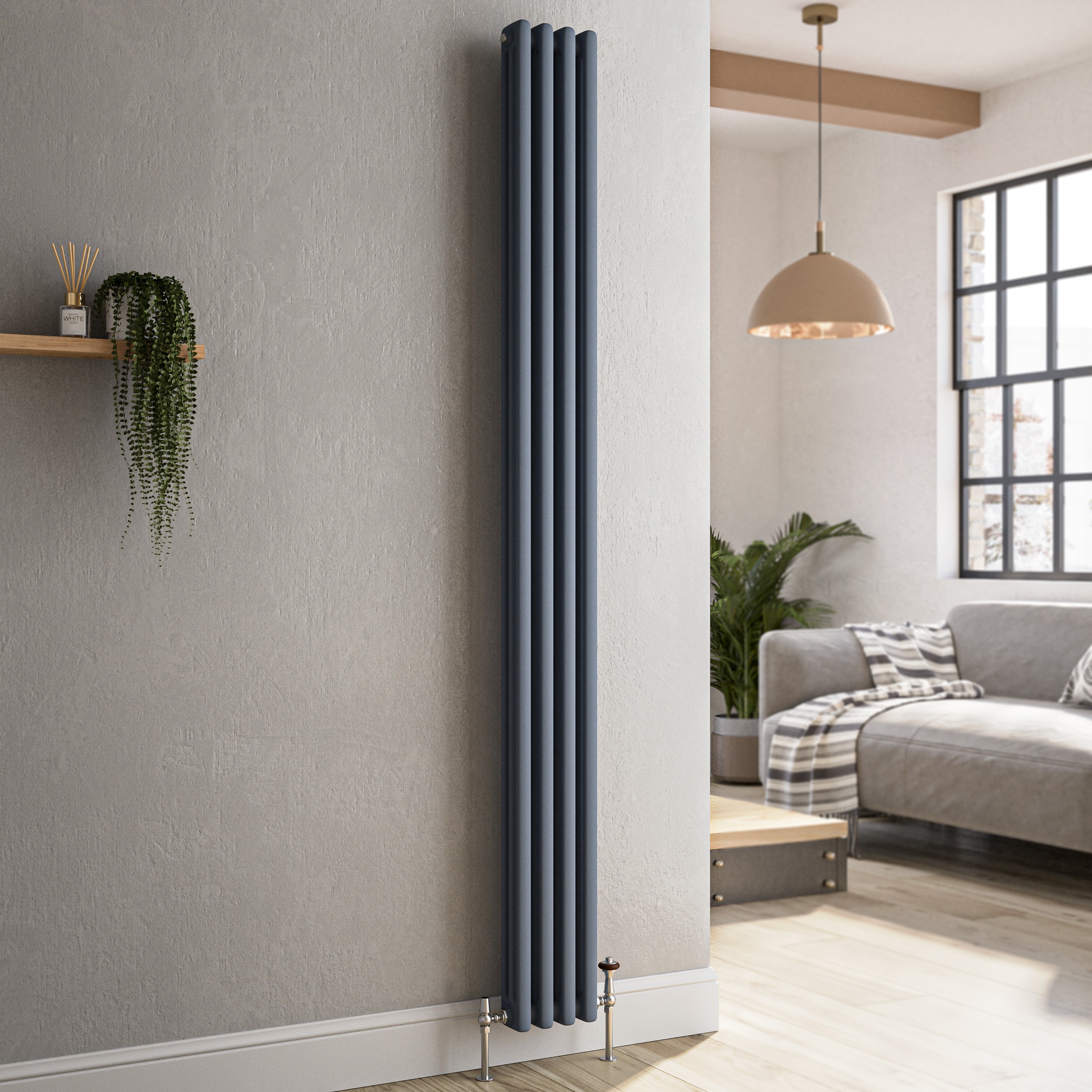 Reggio  Vertical Triple Column Traditional Radiator 1800X200mm 2218 Btu Cast Iron Style VCT4-1800-DGCT