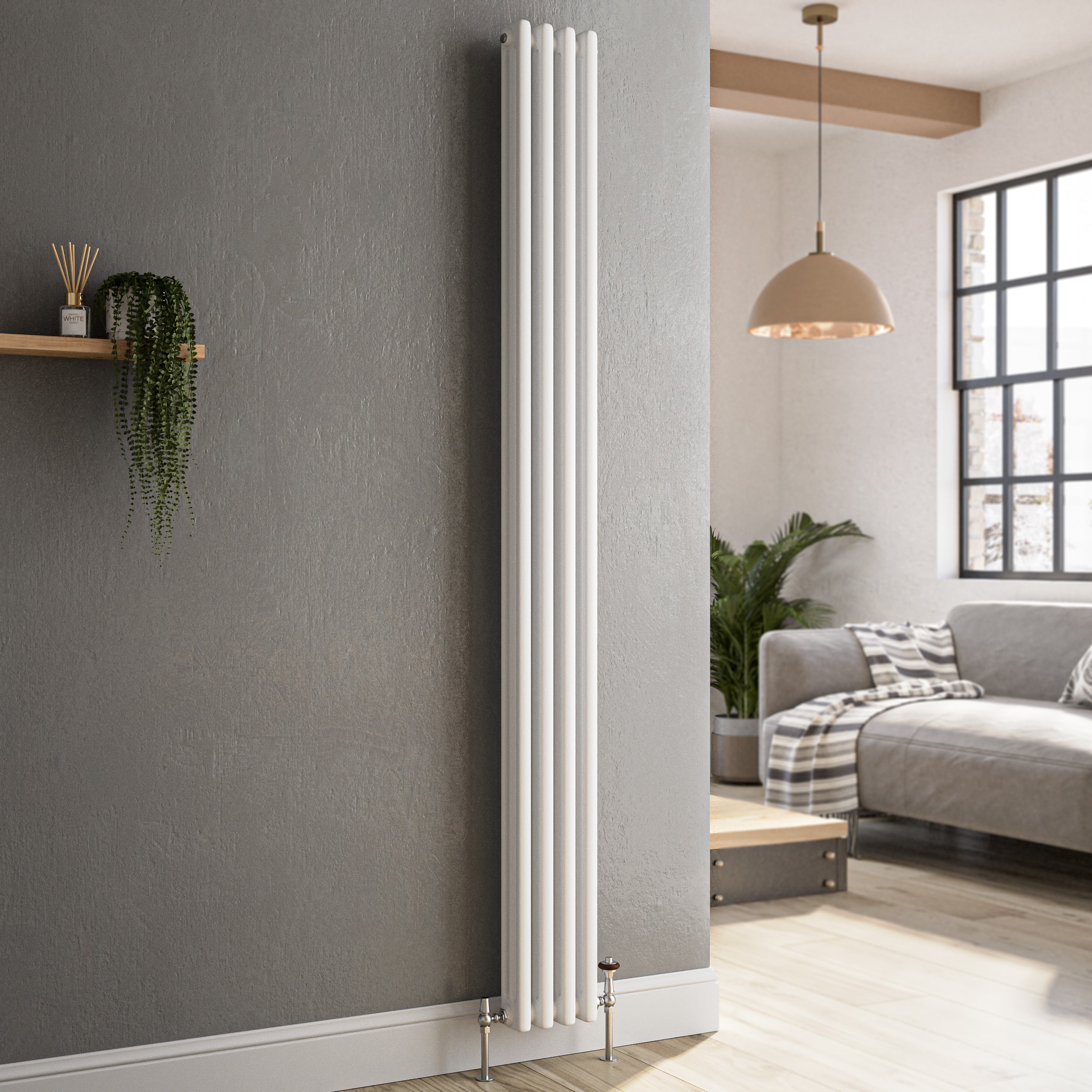 Reggio  Vertical Triple Column Traditional Radiator 1800X200mm 2218 Btu Cast Iron Style VCT4-1800-WCT